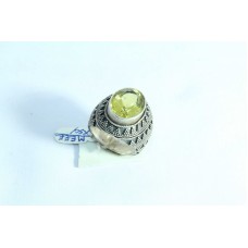 925 Sterling silver Golden Topaz Stone Ring Size 15 Oxidized Polish