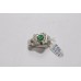 Hallmarked 925 Sterling Silver Ring with Real Green Emerald & Diamonds Size 14