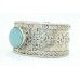 925 Sterling Silver Women;s Bangle Cuff Blue chalcedony Stone 70.3 Grams