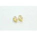 Fashion Hoop Huggies Bali Earrings Yellow Gold Plated white Stone