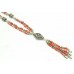 Tibetan Tribal 925 sterling Silver Necklace Natural Coral stone 17.2 inches
