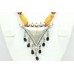 Natural yellow gem stone uncut beads 925 Sterling Silver necklace