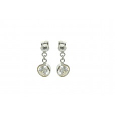 Handmade Women's 925 Sterling Silver dangle Earring white Zircon stones 1.7'