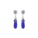 Womens 925 Sterling Silver dangle Earring purple Amethyst blue onyx Stone 2.2'