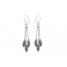 Handmade 925 Silver Jewelry 3 line dangle Earrings textured design 2.2 inch