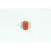 Stamped 925 Sterling Silver unisex Ring semi precious cabochon coral Stone