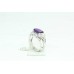 Stamped 925 Sterling Silver women's Ring semi precious purple amethyst Stone