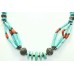 Natural stone blue turquoise coral 925 Sterling Silver beads necklace 20.5'