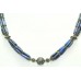 Traditional Natural stone blue lapiz lazuli beads 925 Sterling Silver necklace