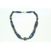 Traditional Natural stone blue lapiz lazuli beads 925 Sterling Silver necklace