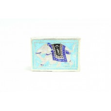 Blue Silver Enamel Cloisonne Work 925 Sterling Silver Stamped Trinket Box