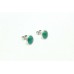 925 Sterling Silver Studs Earring natural oval green onyx gem Stone