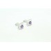 925 Sterling Silver Stud Earring natural purple Amethyst white zircon stone