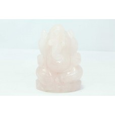Natural Pink Rose Quartz Stone God Ganesha Home Decorative Statue idol 3.1'