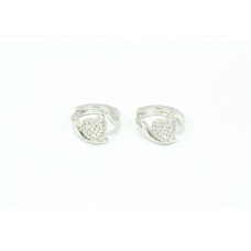 Fashion Hoop Huggies Bali heart shape Earrings white Gold Plated Zircon Stones