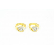 Fashion Hoop Huggies Bali heart shape Earrings yellow Gold Plated Zircon Stone
