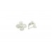 Fashion Hoop Huggies Bali flower shape Earrings white Gold Plated Zircon Stones