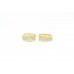 Women's Hoop Huggies Bali Earrings yellow Gold Plated 3 line Zircon Stone