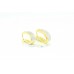 Fashion Hoop Huggies Bali Earrings yellow Gold Plated 3 line white Zircon Stone