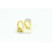 Fashion Hoop Huggies Bali Earrings yellow Gold Plated design white Zircon Stone