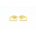 Fashion Hoop Huggies Bali Earrings yellow Gold Plated 4 sided Zircon Stone