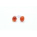 925 Sterling Silver Ear Studs Earring Orange carnelian cabochon stone