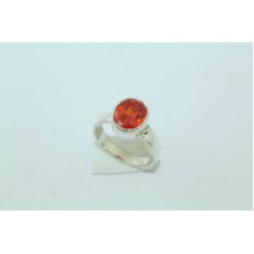 925 Sterling silver orange cubic zirconia zircon Stone Ring size 16