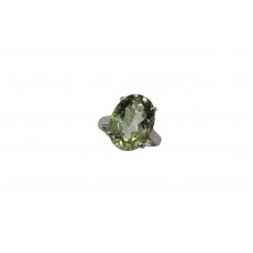 92.5 Stamped Sterling Silver Ring Natural Green Amethyst Stone Ring size 16