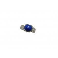 925 Hallmarked Sterling Silver Mens Ring Real Blue Lapis Gemstone & Zircons