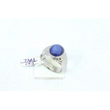 925 Hallmarked Sterling Silver Men's Ring Synthetic Blue Star Sapphire Stone